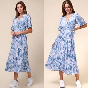 NWT Adelyn Rae Tie Dye Wrap Midi Dress